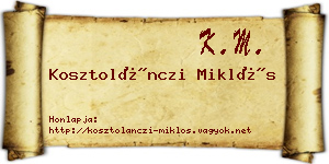 Kosztolánczi Miklós névjegykártya